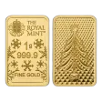 The Royal Mint Christmas Tree 1g Gold Bar - Festive 999.9 Fine Gold Gift