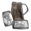 5 oz .999 Fine Silver Bar - Monarch Viking Archer with Bow and Arrow and Custom Leather Pouch