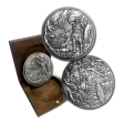 5 oz .999 Fine Silver - Baby Dragon vs Vikings Ultra High Relief Fantasy Round with Walnut Box