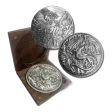 10 oz .999 Fine Silver - Dragon vs Vikings Ultra High Relief Fantasy Round with Walnut Box