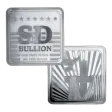 1 oz SD Bullion Cross and Flag Square Silver Bar