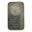 1988 Sunshine Mining 1 oz Silver Bar - "Date In The Rays" VINTAGE