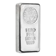 Perth Mint Cast Silver Bullion Bar (NEW DESIGN) - 1kg