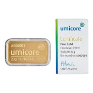 Umicore 20g Stamped Gold Bar