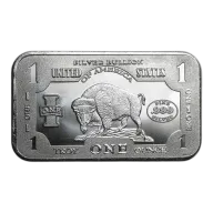 1 oz 999 Pure Silver Bison Bill Bullion Bar