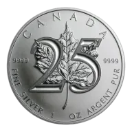 Pre-Owned 2013 Canadian Maple 1oz Silver Coin - 25th Anniversary - VAT Free