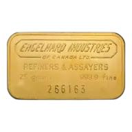 25g Gold Minted Bar - Engelhard Industries - .9999 Au