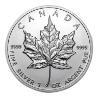 1 Oz Canadian Maple Leaf .9999% Fine Silver Coin 2012