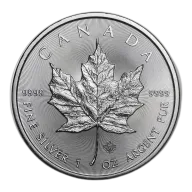 1 Oz Canadian Maple Leaf .9999% Fine Silver Coin 2014