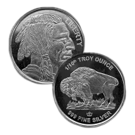 1/10 oz .999 Fine Silver Round - Buffalo/Indian Head