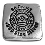 50 Gram .999 Fine Silver Bar - Monarch Poured