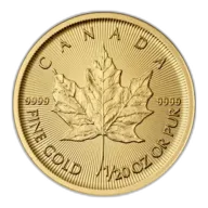 Canadian Gold Maple Leaf 1/20 oz (Varied Year)