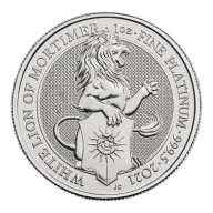 1oz Platinum Queen's Beast White Lion of Mortimer UK