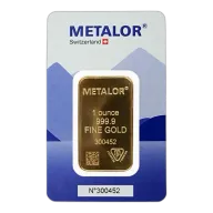 Metalor 1oz 9999 Fine Gold Minted Bar in Assay Card Sealed (New)