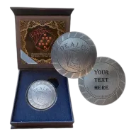 Custom Engraved 1oz .999 Fine Silver Poker Chip Dealer Button Marker with Gift Box