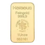 1 Ounce Heraeus Minted Gold Bar