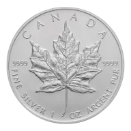 1 oz Silver Maple Leaf Coin: .9999 Fine Canadian Silver (Our Year Choice)