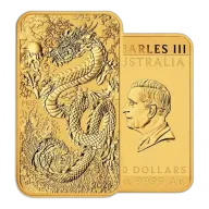 1oz 9999 Gold Dragon Rectangular Coin 2024 Perth Mint