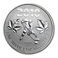 2010 Canada 1 oz Silver Olympic Hockey BU (Abrasions)