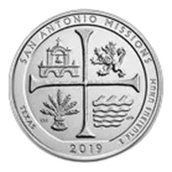 2019 5 oz Silver ATB San Antonio Missions National Hist. Park, TX