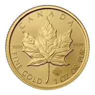 1 Oz 99.99% Pure Gold Maple Leaf Bullion Coin 2017