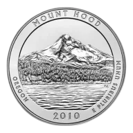 2010 5 Oz America The Beautiful Mt Hood Silver Coin - BU