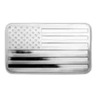 10 oz Silver Bar - American Flag Design (Eagle Back)