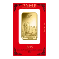 2019 100g Gold Bar - PAMP Lunar Pig