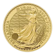 Pre-Owned UK King Charles III Britannia 1/4oz Gold Coin - Mixed Dates
