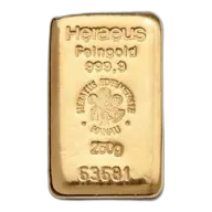 250g Gold Bar | Heraeus with Certificate