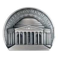 Silver Coin Cook Islands: Historical Monuments - Jefferson Memorial 2 oz Silver 2026 Antiqued Ultra High Relief