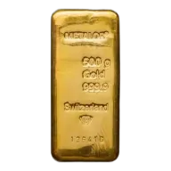 Metalor Gold 500g Cast Bullion Bar - Pre-Owned