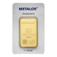 Metalor 100g Minted Gold Bullion Bar