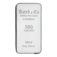 500g Baird & Co 999.9 Fine Silver Bar Minted