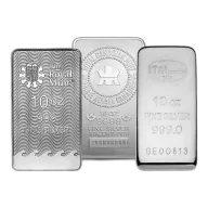 10 oz Silver Bar - Brand Varies .999 Fine