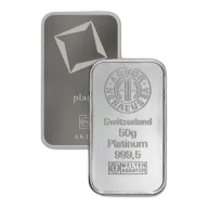 50 gram Platinum Bar - Random Brand - Secondary Market - 999.5 Fine