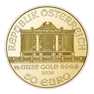 2026 Austria Gold Philharmonic 1/2 oz 50 Euro - BU