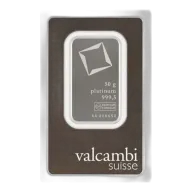50 gram Platinum Bar - Valcambi Suisse - 999.5 Fine in Sealed Assay