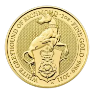 Pre-Owned 2021 UK Queen's Beasts The White Greyhound of Richmond 1oz Gold Coin