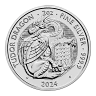 Pre-Owned 2024 UK Tudor Beasts Tudor Dragon 2oz Silver Coin - VAT Free