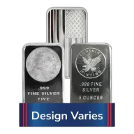 Secondary Market 5-oz Random Design Hallmarked .999 Fine Silver Bar