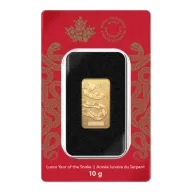 10 g Gold Bar - 2025 Lunar Year of the Snake - Royal Canadian Mint - .9999 Au