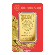 100 Gram Gold Minted Bar - Emirates Mint - Certificate of Authenticity - .9999 Au