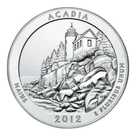 2012 5 Oz America The Beautiful Acadia Silver Coin - BU