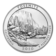 2010 5 Oz America The Beautiful Yosemite Silver Coin - BU