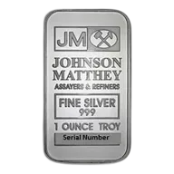 1 Oz Silver Bar - Johnson Matthey JM