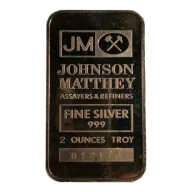 2 oz Silver Bar - Johnson Matthey - JM Mint - .999 Ag