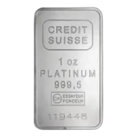 1 oz Platinum Bar - Credit Suisse (.9995 Fine, w/Assay)