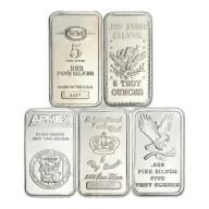 5 oz Secondary Market Silver Bars(Random Brand)