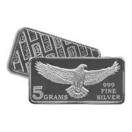 5 Gram (0.16 oz) .999 Fine Silver Bar - Monarch Precious Metals - Eagle